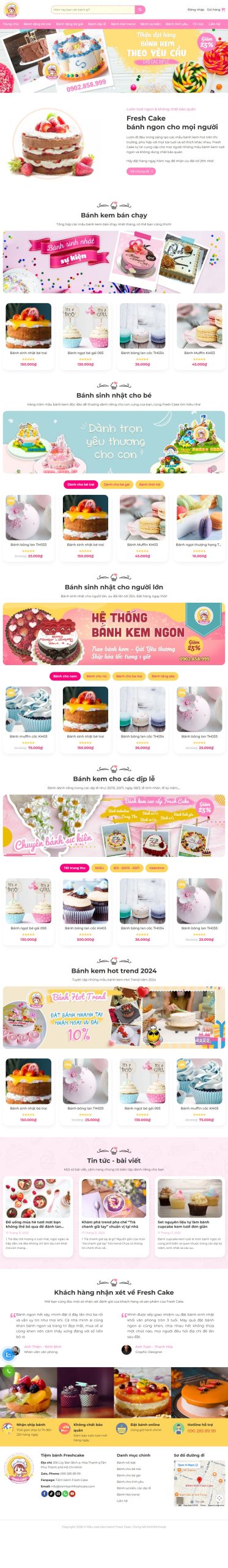 Mẫu Website Tiệm Bánh Kem Sinh Nhật – Ẩm Thực