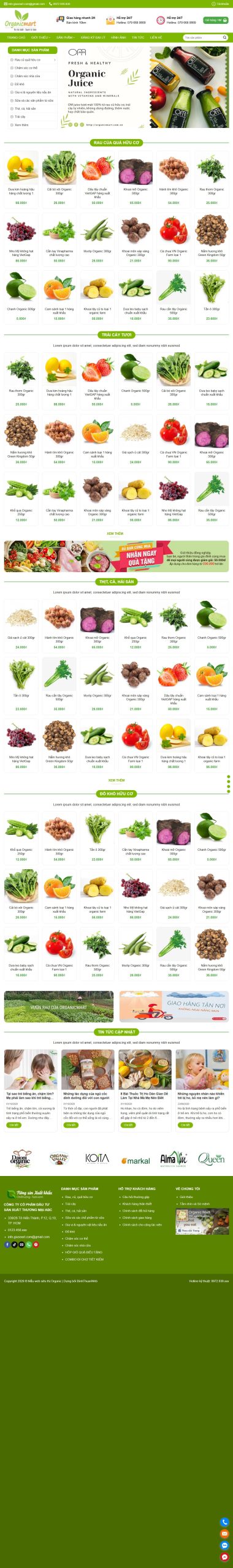 Mẫu Website Sản Phẩm Organic Từ Dừa – Shop Online