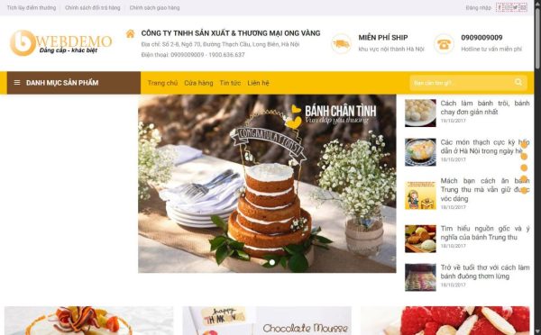 Mẫu Website Tiệm Bánh Kem Sinh Nhật – Ẩm Thực – Cài Đặt Sẵn – 399k.org