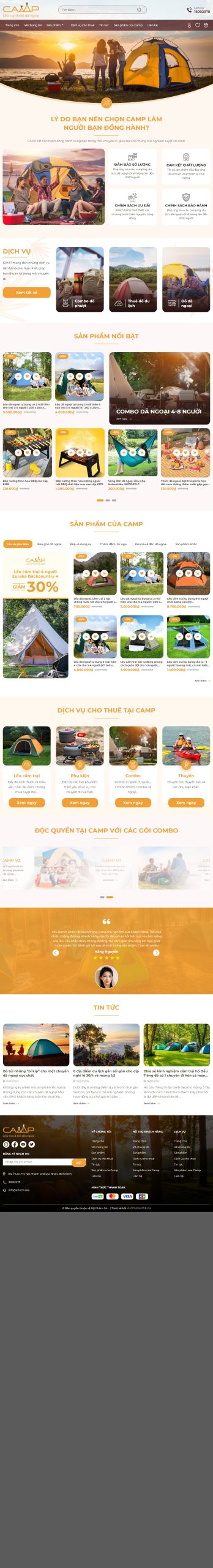 Mẫu Website Bán Lều Du Lịch Đồ Phượt Camping – Shop Online