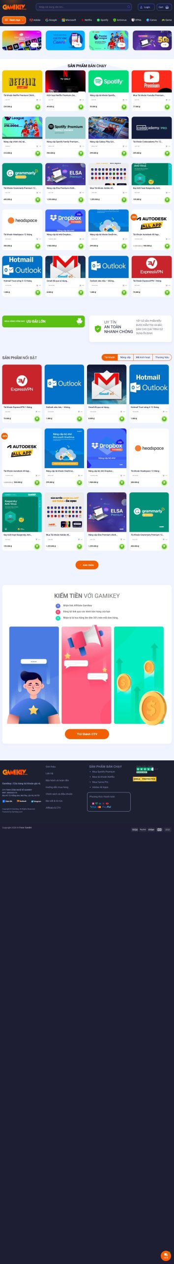 Mẫu Website Gamikey