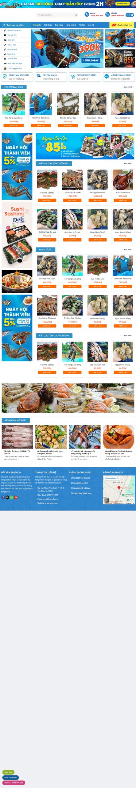 Mẫu Website Hải Sản 02 – Thực Phẩm Tươi Sống – Shop Online