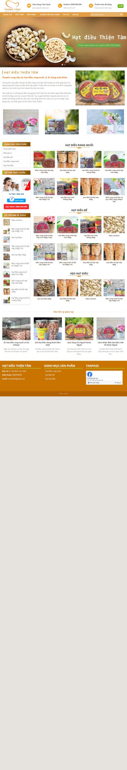 Mẫu Website Bán Hạt Điều – Shop Online