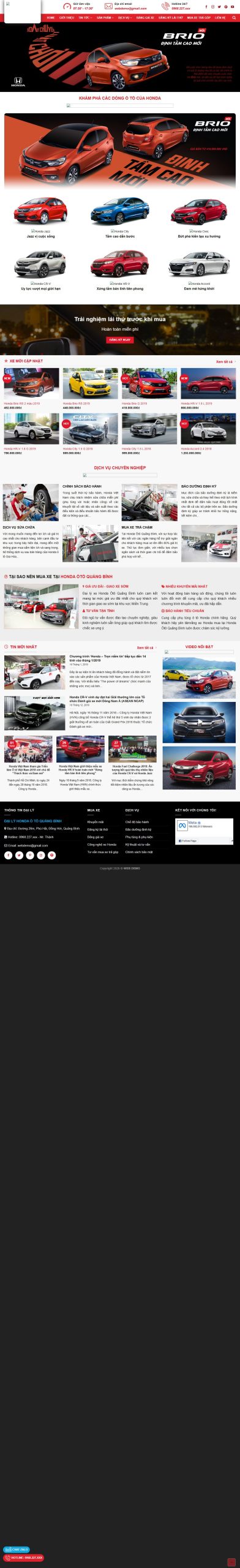 Mẫu Website Xe Honda 3