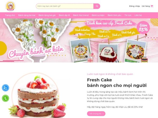 Mẫu Website Tiệm Bánh Kem Sinh Nhật – Ẩm Thực – Cài Đặt Sẵn – 399k.org