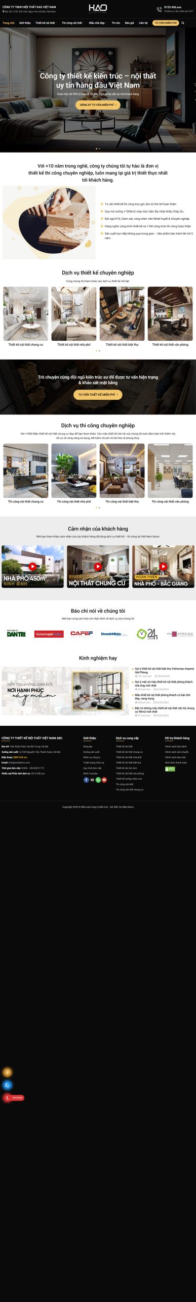 Mẫu Website Thiết Kế Nội Thất