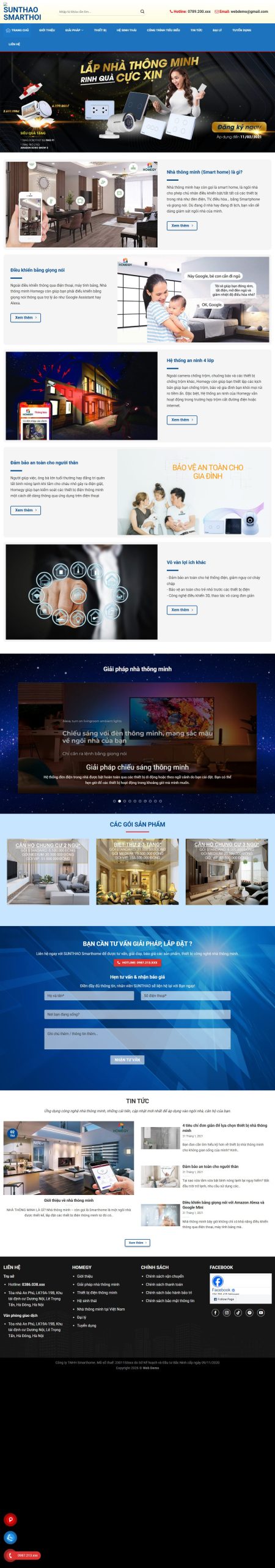 Mẫu Website Nhà Thông Minh Smarthome 01 – Shop Online