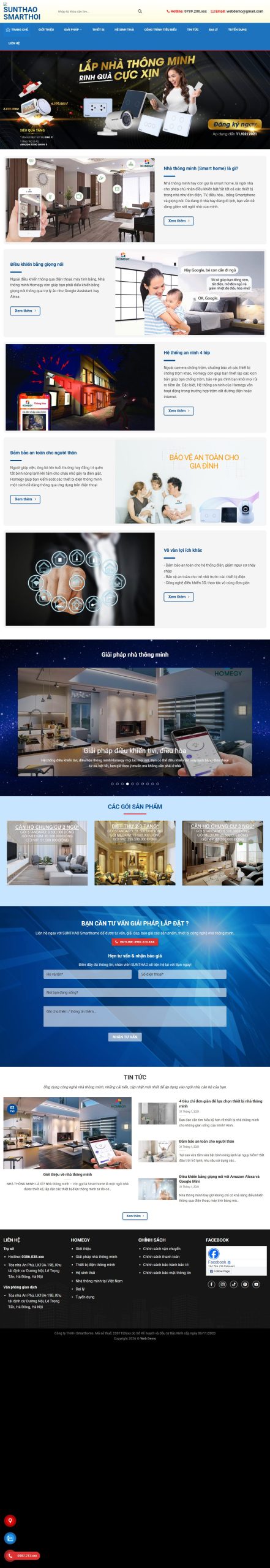Mẫu Website Nhà Thông Minh Smarthome 01 – Shop Online