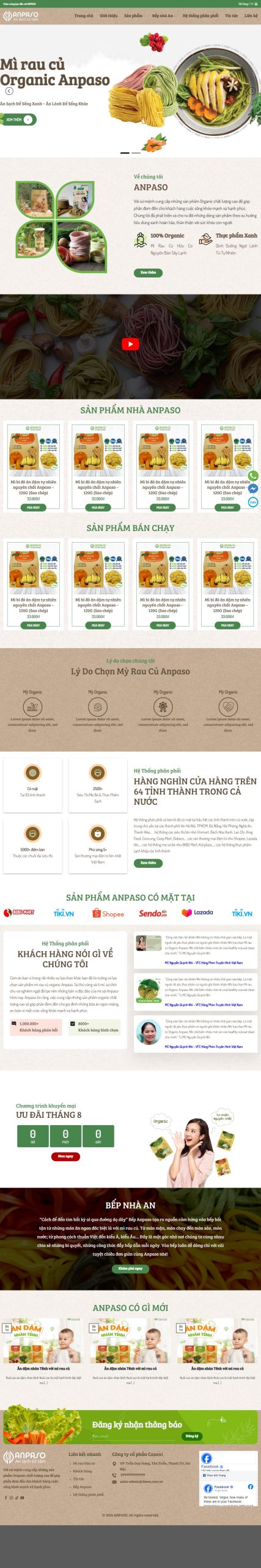 Mẫu Website Bán Thực Phẩm Rau Củ Quả – Shop Online