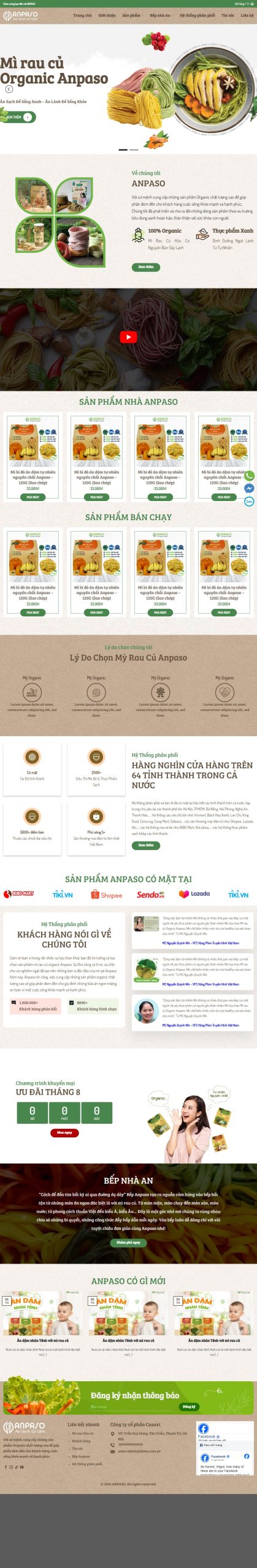 Mẫu Website Bán Thực Phẩm Rau Củ Quả – Shop Online