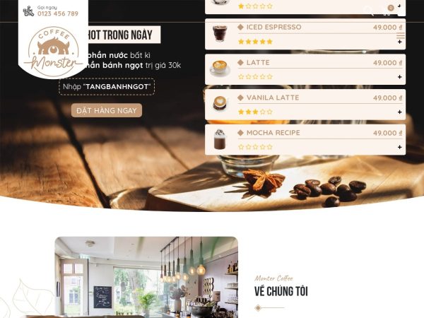 Mẫu Website Bán Nguyên Liệu Cà Phê – Shop Online – Cài Đặt Sẵn – 399k.org (Mẫu 1)