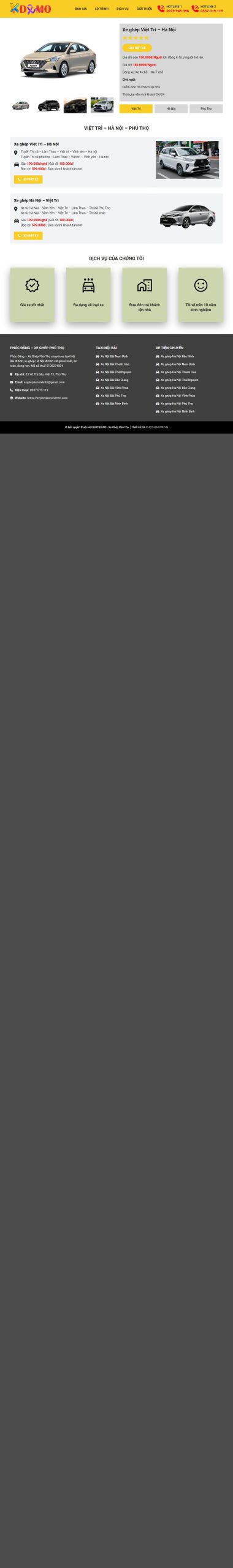 Mẫu Website Dịch Vụ Thuê Xe Ghép