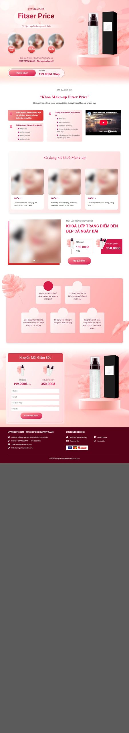 Mẫu Website Landing Page Xịt Makeup – Mỹ Phẩm – Shop Online