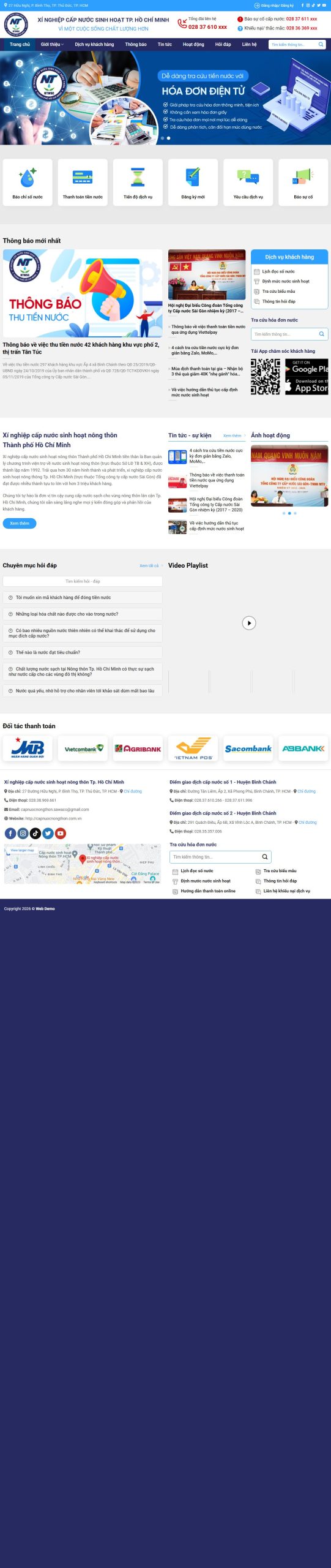 Mẫu Website Xí Nghiệp Cấp Nước – Dịch Vụ Cấp Nước