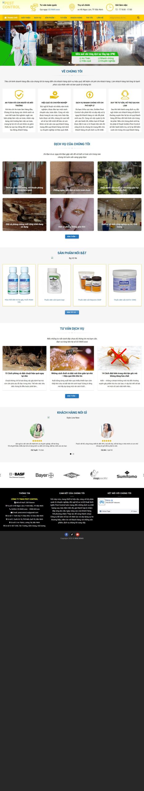 Mẫu Website Diệt Côn Trùng – Dịch Vụ Môi Trường
