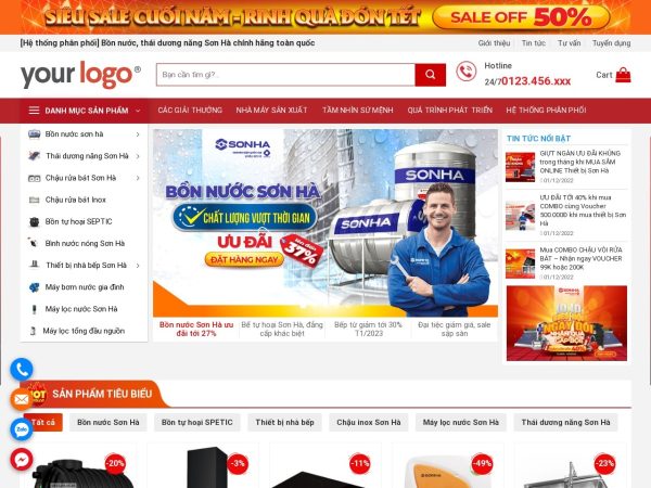 Mẫu Website Bán Bồn Nước – Cài Đặt Sẵn – 399k.org