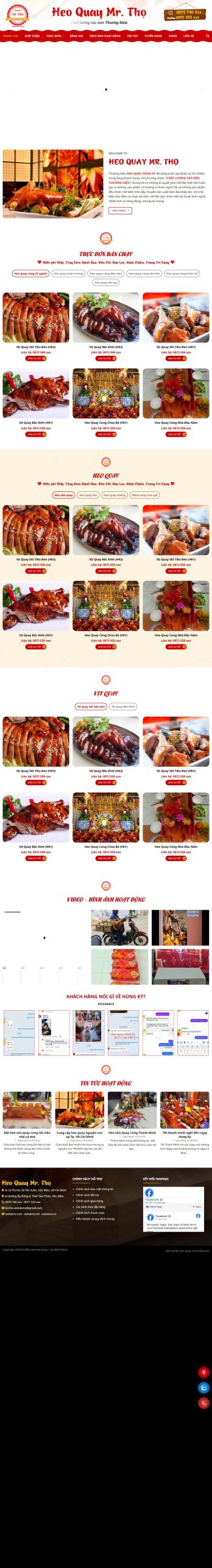 Mẫu Website Bán Heo Quay