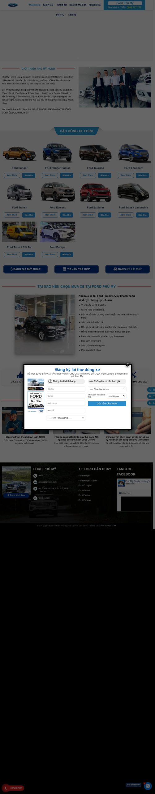 Mẫu Website Đại Lý Ô Tô Ford