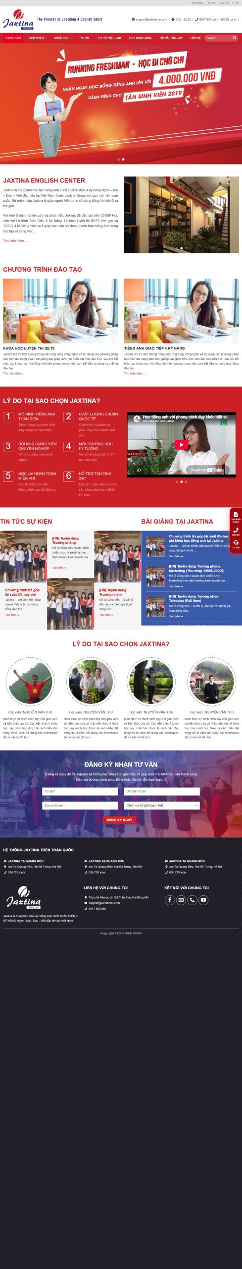 Mẫu Website Trung Tâm Anh Ngữ