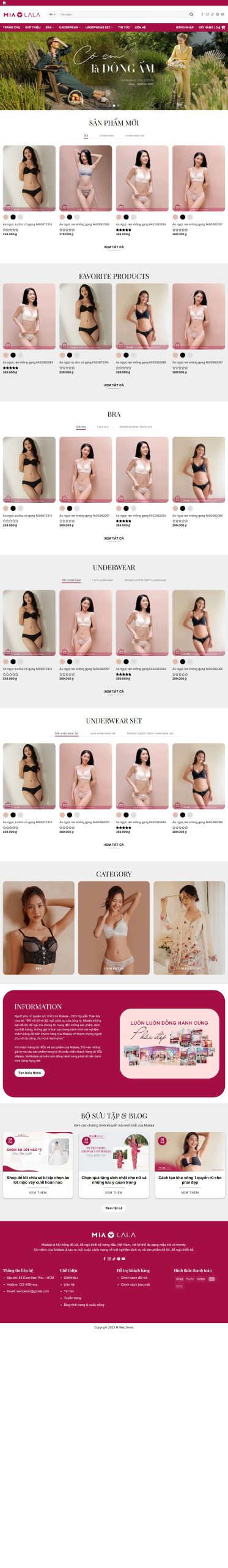 Mẫu Website Home page - Thời trang nội y