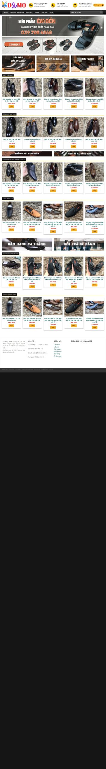 Mẫu Website Theme web bán hàng giày nam đẹp chuẩn seo Google