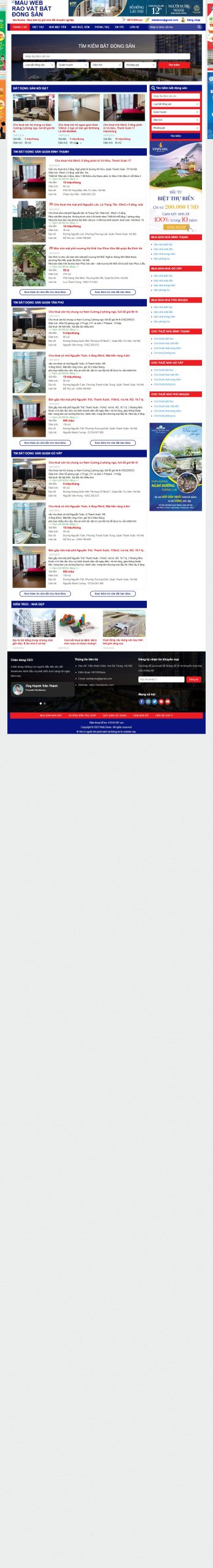 Mẫu Website Mẫu web rao vặt bất động sản