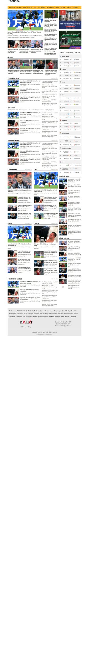 Mẫu Website bongda