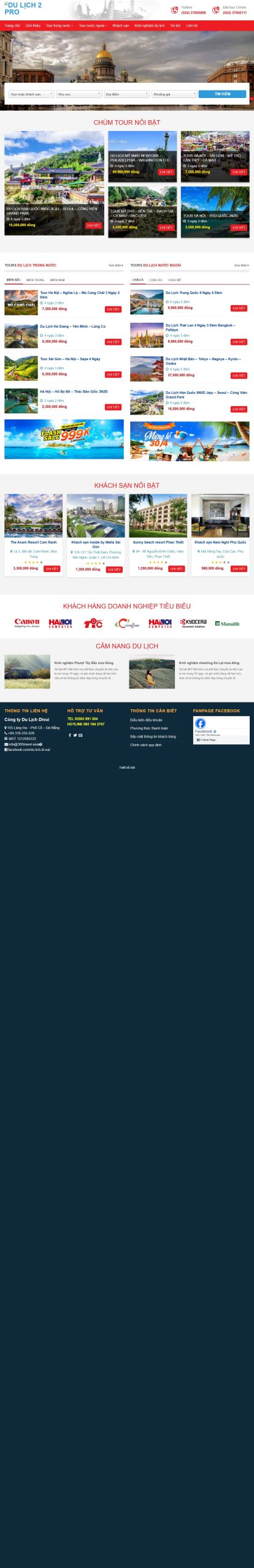 Mẫu Website Du Lịch 2 Pro – Một trang web mới sử dụng WordPress