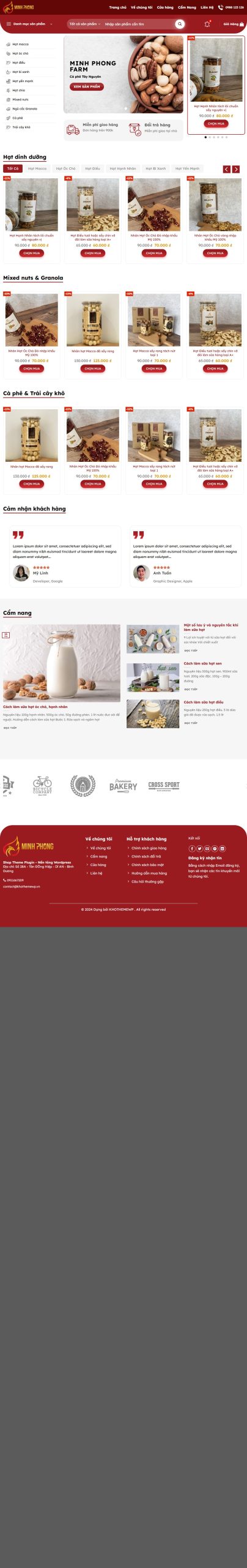 Mẫu Website Thực phẩm sạch