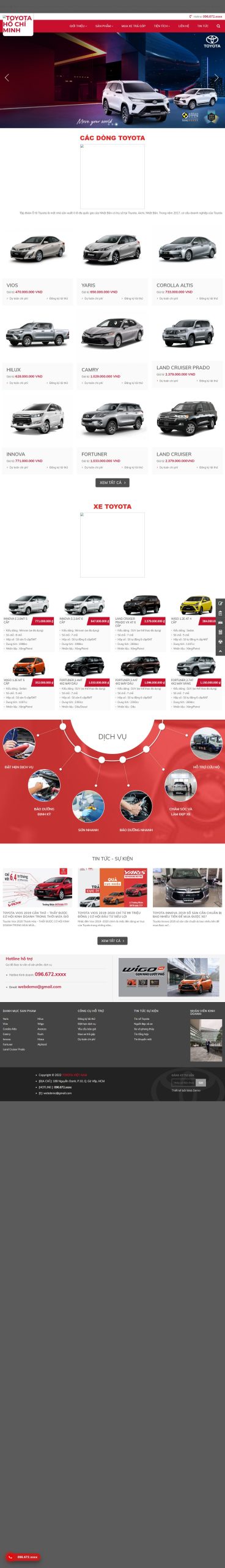 Mẫu Website TOYOTA HỒ CHÍ MINH