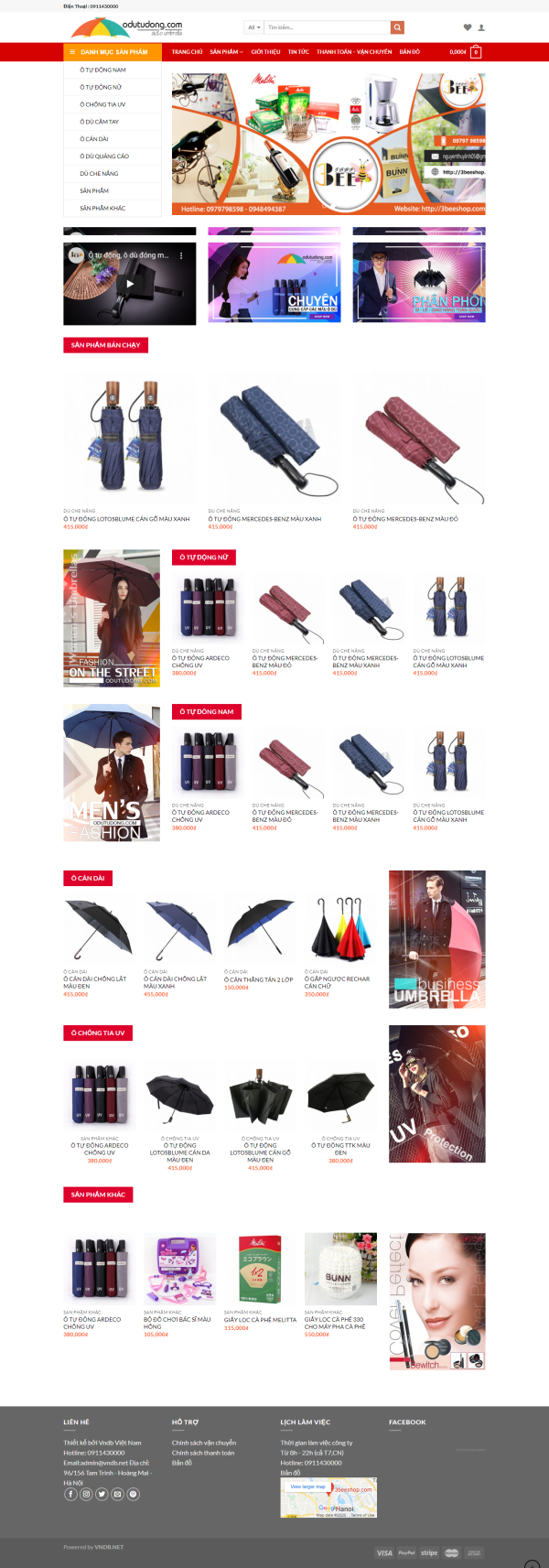 Mẫu Website Bán ô dù quần áo mưa – Shop Online – Cài Đặt Sẵn – 399k.org