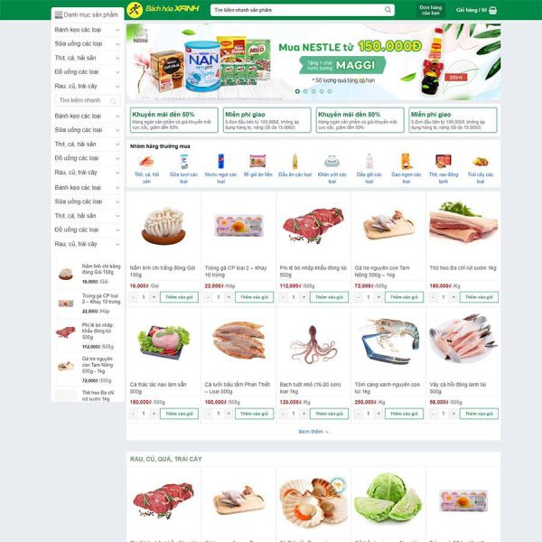 Mẫu Website Siêu Thị Bách Hóa – Shop Online