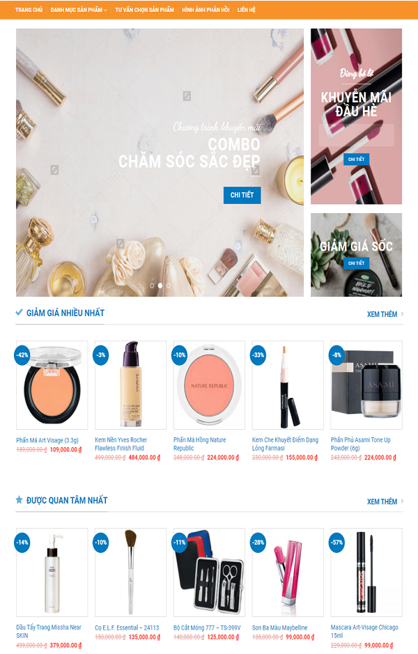 Mẫu Website Bán Mỹ Phẩm 02 – Shop Online – Cài Đặt Sẵn – 399k.org