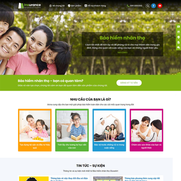 Mẫu Website Bán Bảo Hiểm – Tư Vấn Bảo Hiểm – Cài Đặt Sẵn – 399k.org (Mẫu 1)