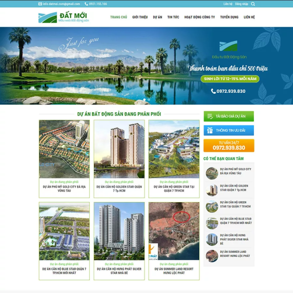 Mẫu Website Bất Động Sản – Dự Án Nhà Đất – Cài Đặt Sẵn – 399k.org