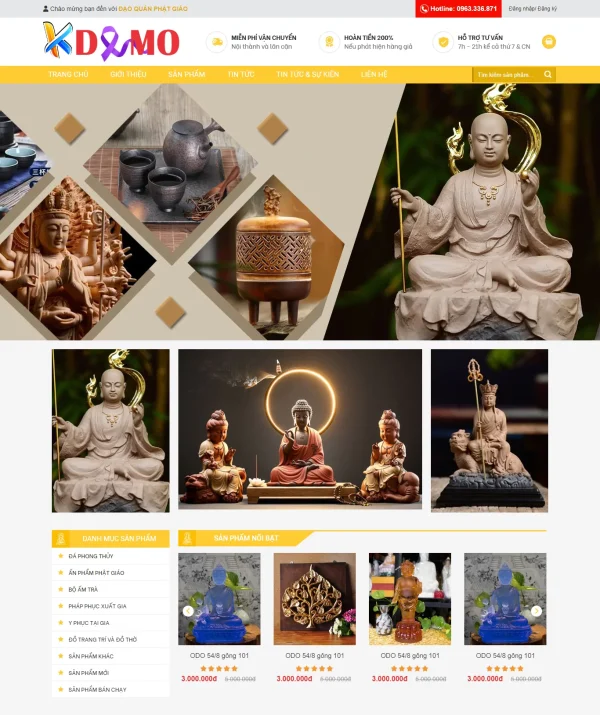 Mẫu Website Bán Tượng Đá Quý – Đồ Mỹ Nghệ – Shop Online – Cài Đặt Sẵn – 399k.org