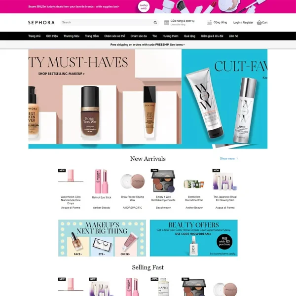 Mẫu Website Mỹ Phẩm 12 – Mỹ Phẩm Chăm Sóc Da – Shop Online – Cài Đặt Sẵn – 399k.org