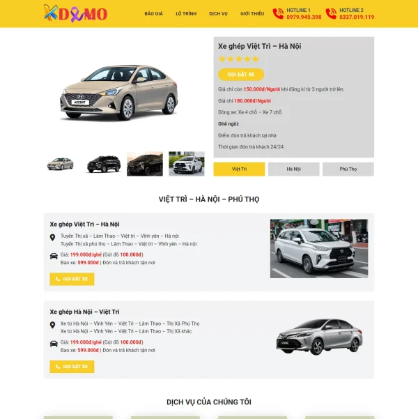 Mẫu Website Dịch Vụ Thuê Xe Ghép – Cài Đặt Sẵn – 399k.org